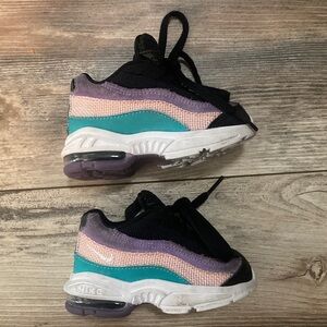 Nike Air Max Baby Girls Purple Pink Green & Black Shoes Size 5C